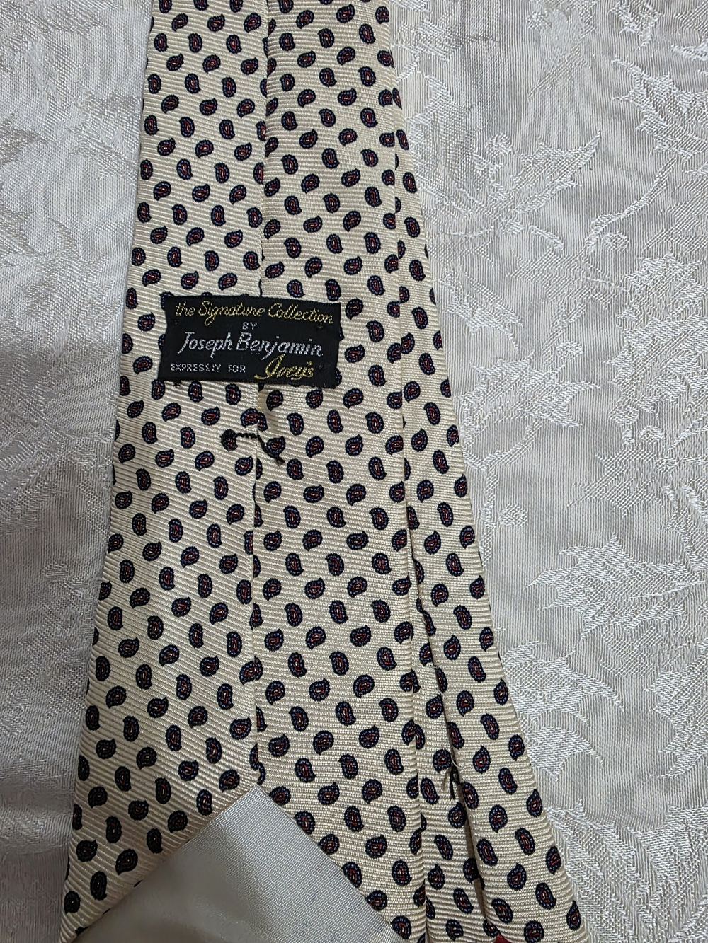 Joseph Benjamin Beige Paisley Dot Silk Tie